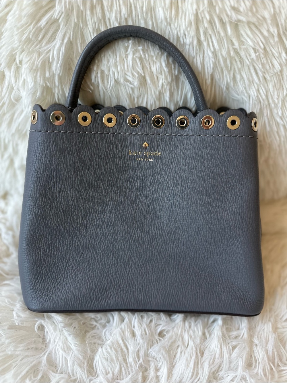 Kate Spade Janelle Paloma Road Gray Pebbled Leather Crossbody Satchel Bag